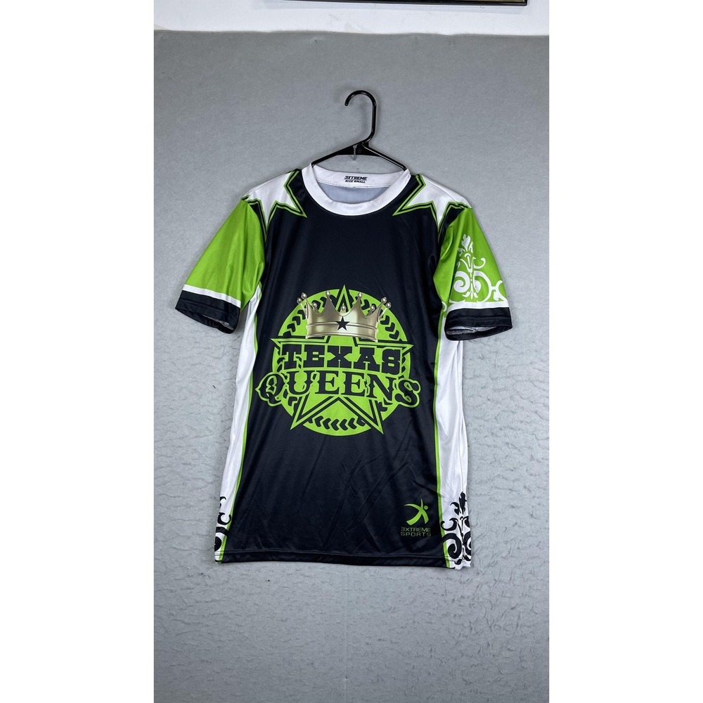 3XTREME Shirt Womens Small Black Green Texas Queens Softball Jersey 31 Stoker